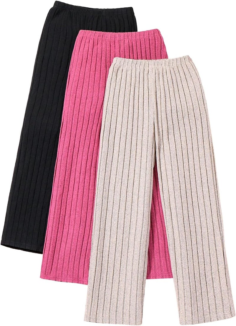 Ltvoo Store Girls Leggings Basic Pants 3 Pack Thick Cable Knits Tights Pants Casual Trousers for 7-14 Years - Image 1